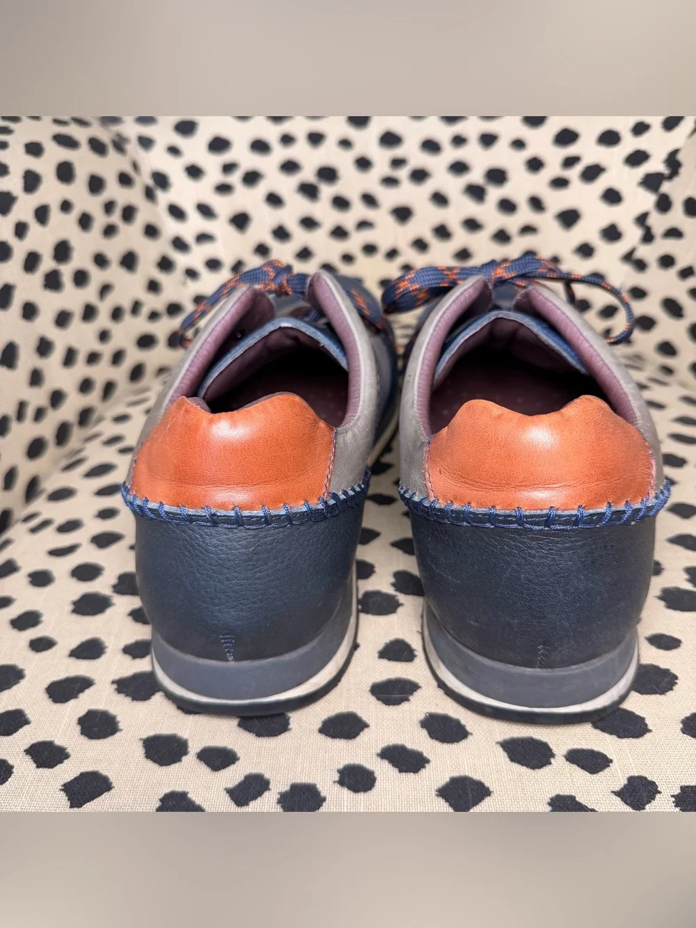 Men's Pikolinos Casual Leather Sneakers in Navy and Gray